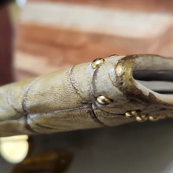 Miu Miu Tan Distressed Studded Wallet W/antique Finish - Picture 12 of 15